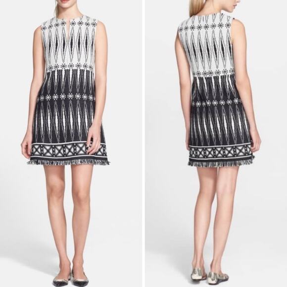 TORY BURCH DRESS 14 WESTERN AZTEC COUNTRY BOHO CHIC FRINGE KNIT COWGIRL MINI - Picture 4 of 13